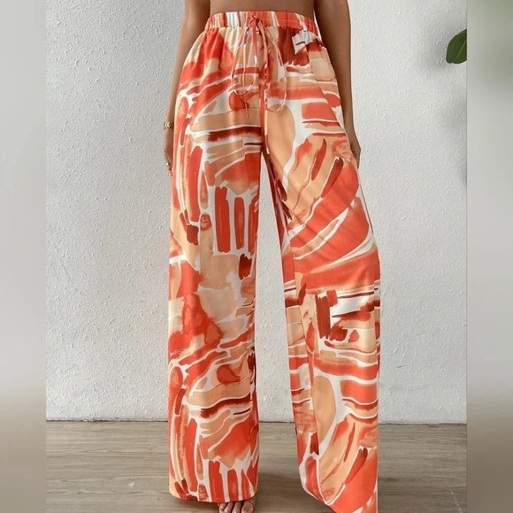 Pants - Allover Print Wide Leg Pants